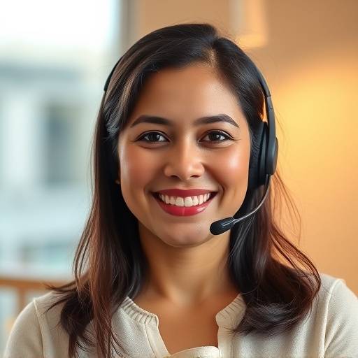 Portrait of Maria Rodriguez, Head of Customer Support at ShutterSpace, smiling warmly.