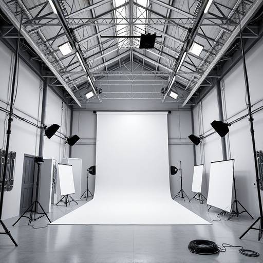 Spacious photo studio with high ceilings and a versatile shooting area.